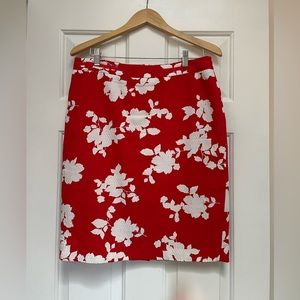 Talbots Red and White pencil skirt with waist ribbon detail. Sz10